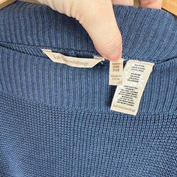 Soft Surroundings Womens Blue Poncho One Size | Oversized Flowy Classic Mature - Picture 8 of 9